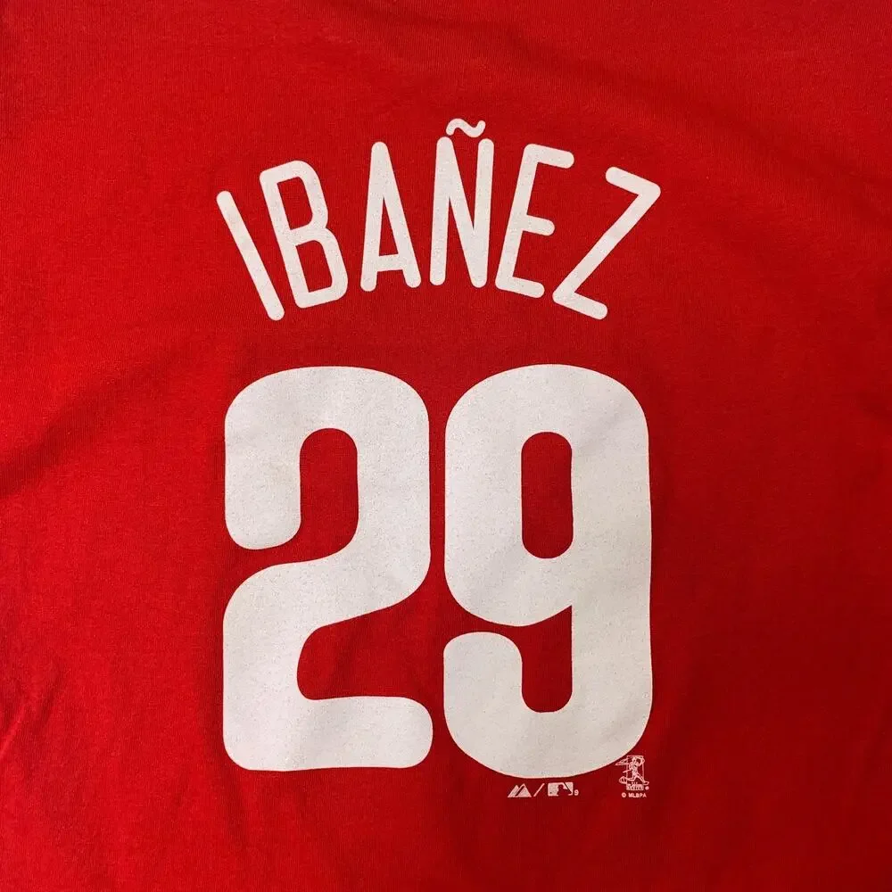 Philadelphia Phillies T Shirt Boys Youth L Large Raul Ibanez #29 MLB Majestic
